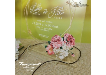 transparentne svadobne oznamenie pekne kvetinove P20150 a