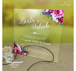 transparentne svadobne oznamenie kvetinove P20310